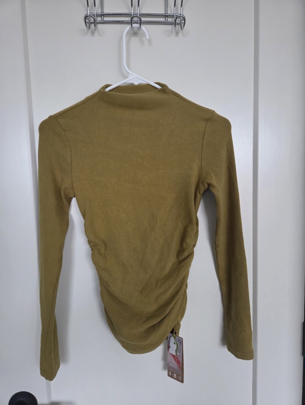OGL Olive Green Long Sleeve Ruched Top